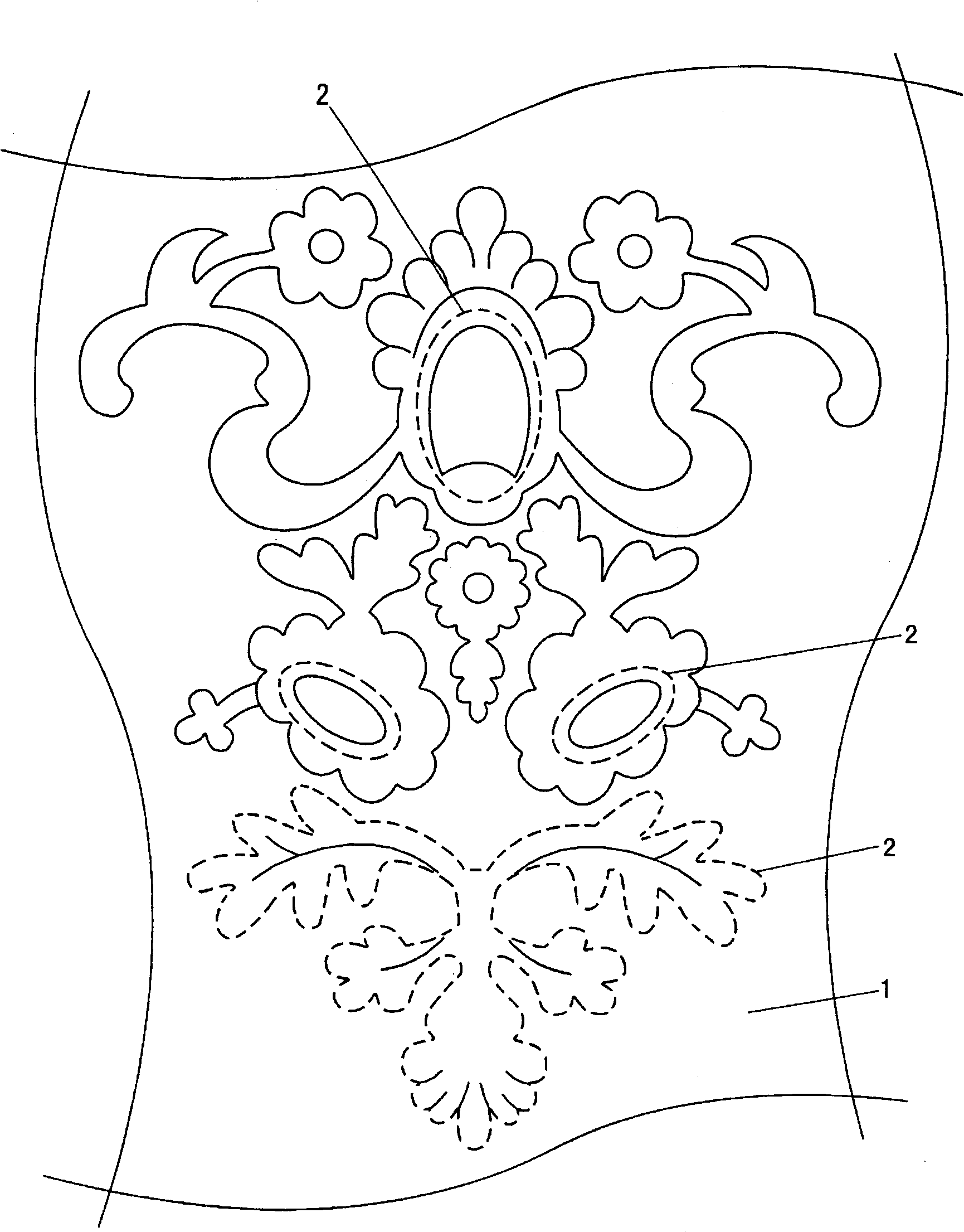 Processing method for carving hollow applique/embroider in textile