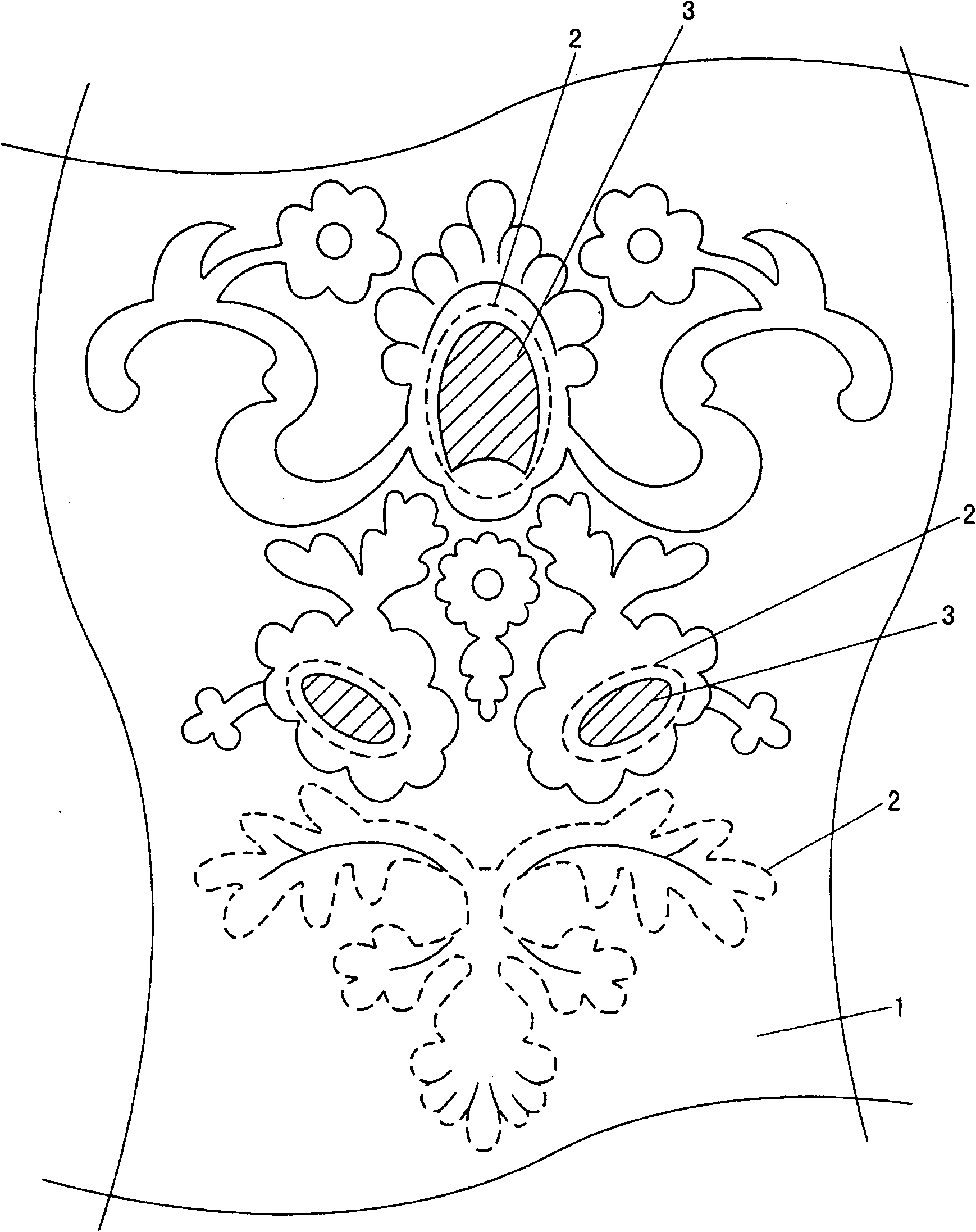 Processing method for carving hollow applique/embroider in textile