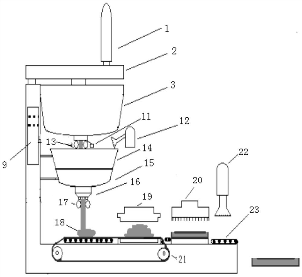 A color-changing high-strength concrete brick and its production process and manufacturing equipment