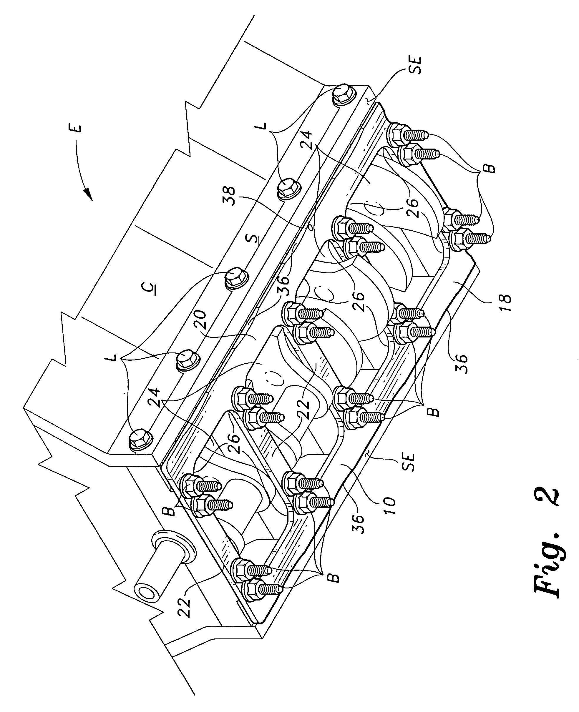 Reinforcement plate for a reciprocating engine