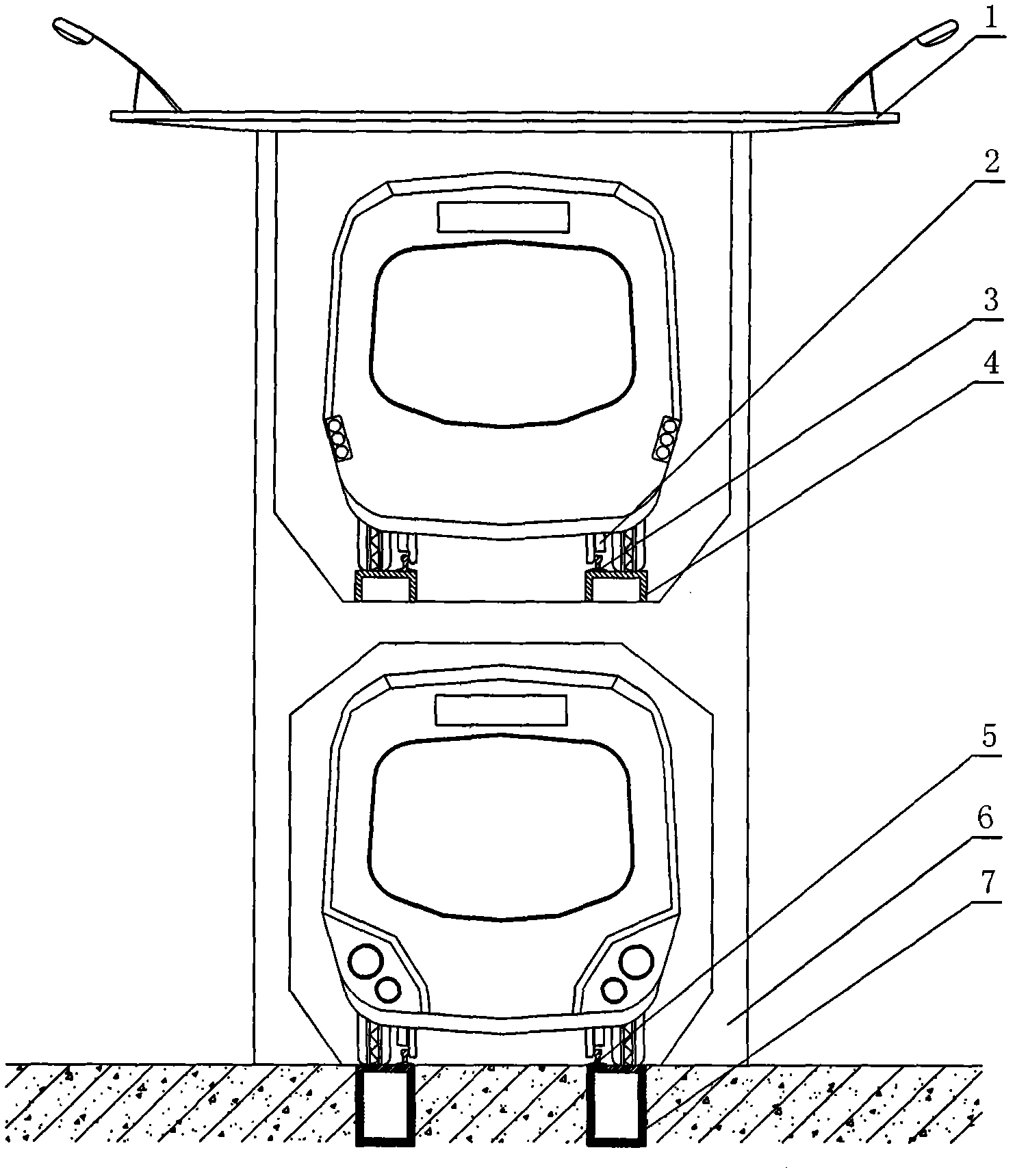 Double-layer double-way rail compatible green transit system