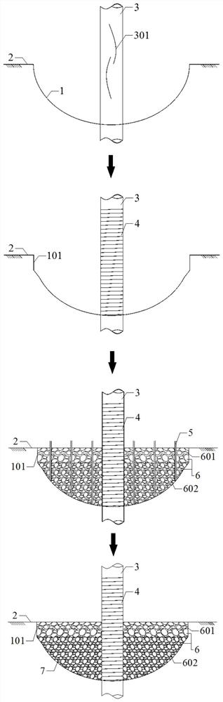 Reservoir area bridge pile foundation scouring protection method and composite protection structure