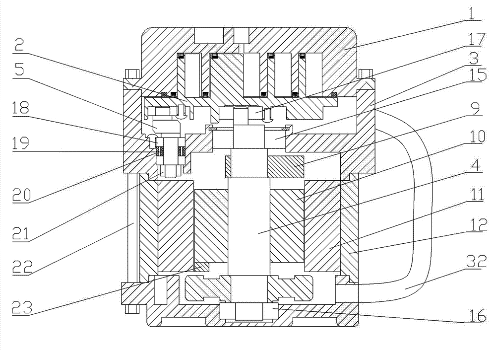 Low-compression-ratio and fully-oilless scroll air compressor assembly