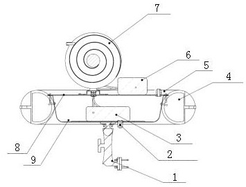 Mounting device and mounting method for underwater positioning navigation system of floating raft type underwater vehicle