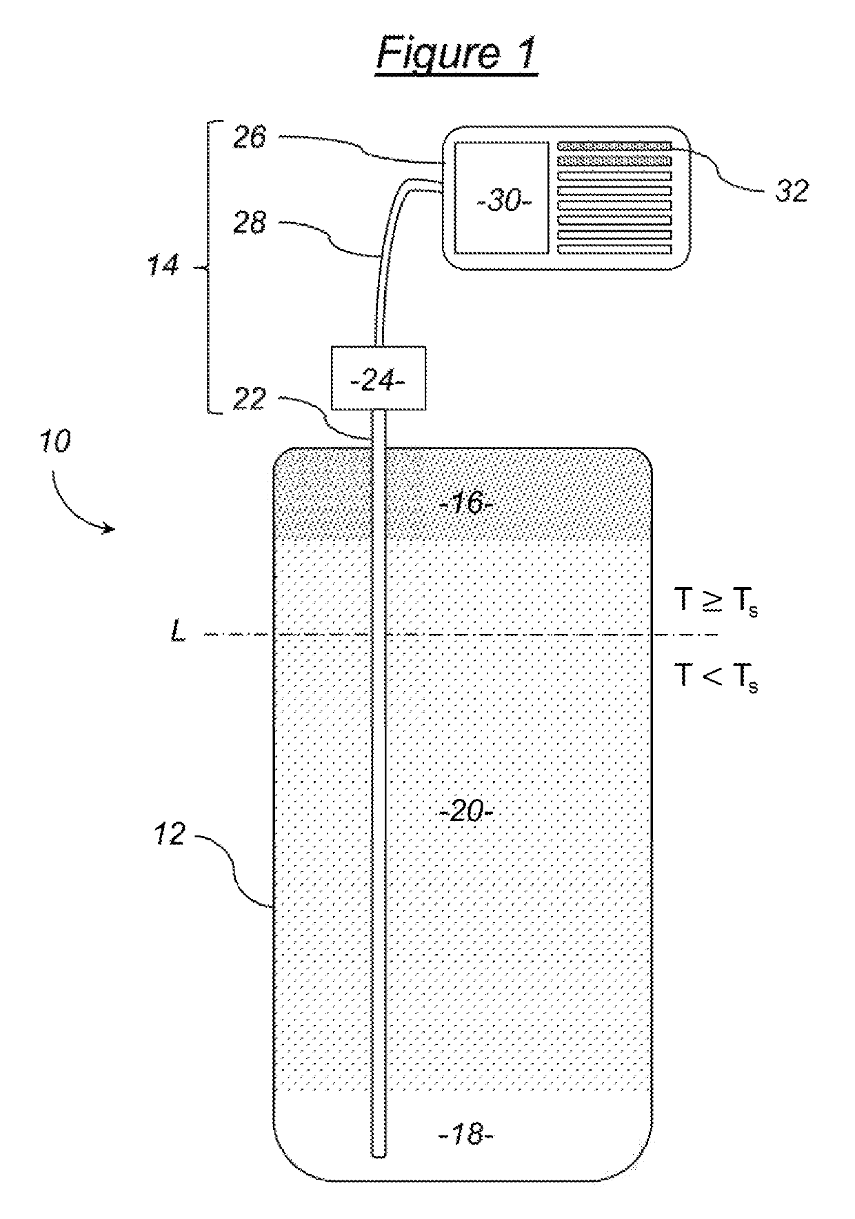 Device and system for quantifying the useful thermal energy available in a tank