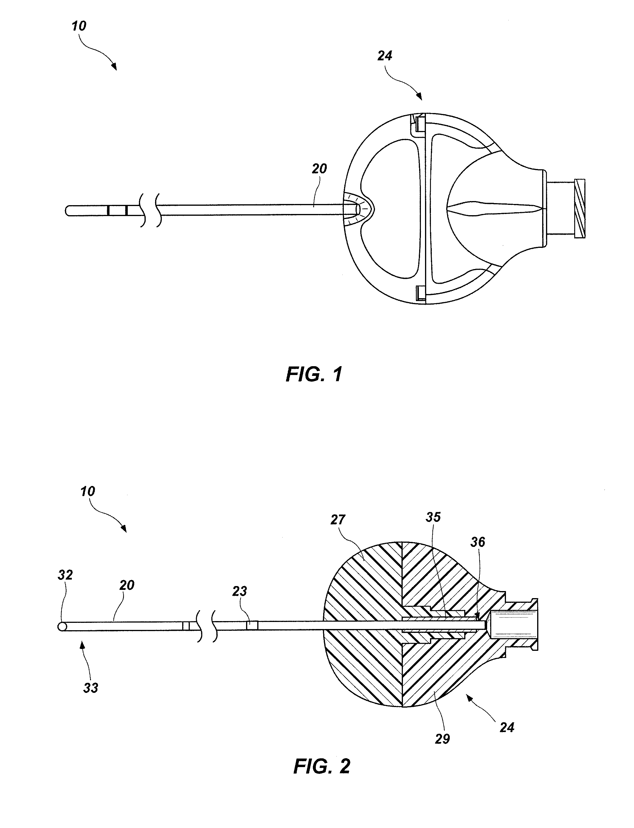Catheters, catheters for use in ultrasound guided procedures, and related methods