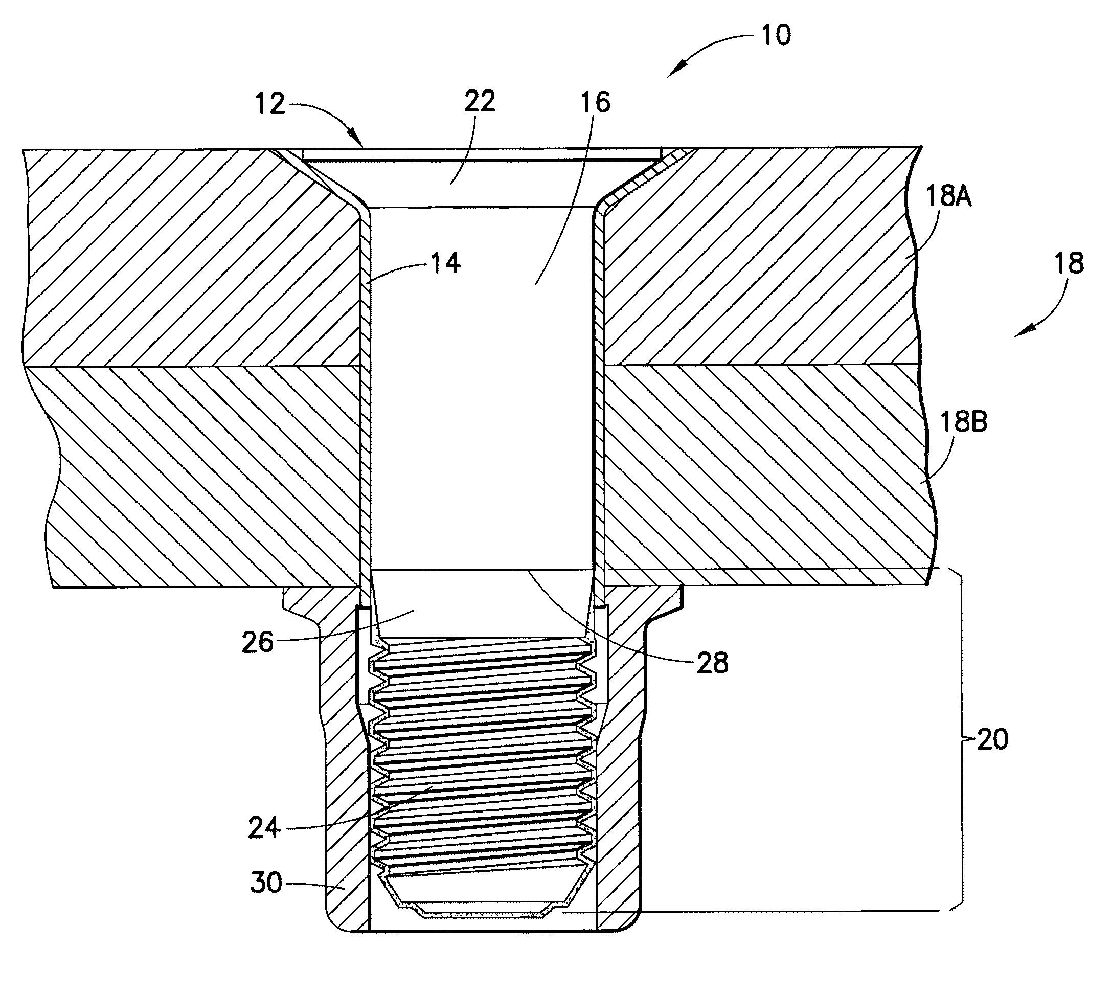 Enhanced conductivity sleeved fastener and method for making same
