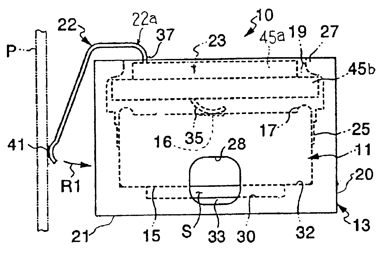 Microphone holder having connector unit molded together with conductive strips