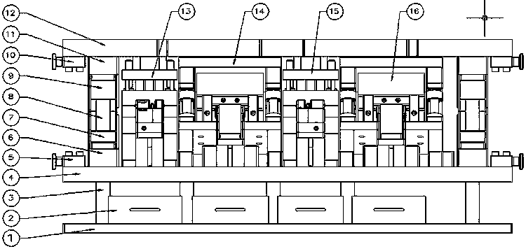 Oblique cutting end die for front anti-collision beam with B-shaped section