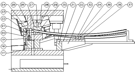 Oblique cutting end die for front anti-collision beam with B-shaped section