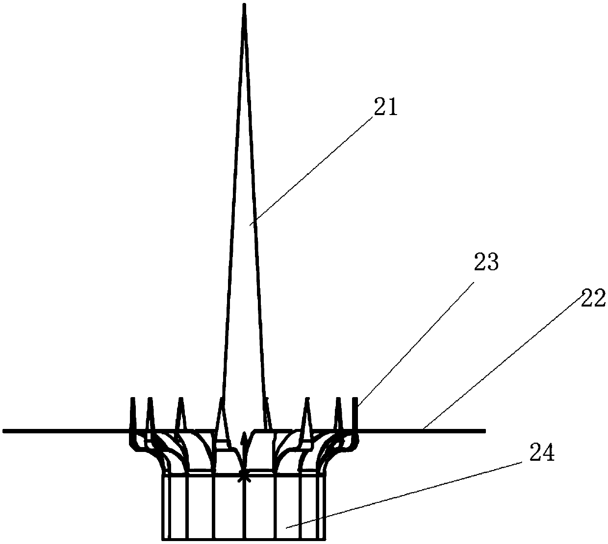 Cathode ray structure based on bionics, discharging system and method