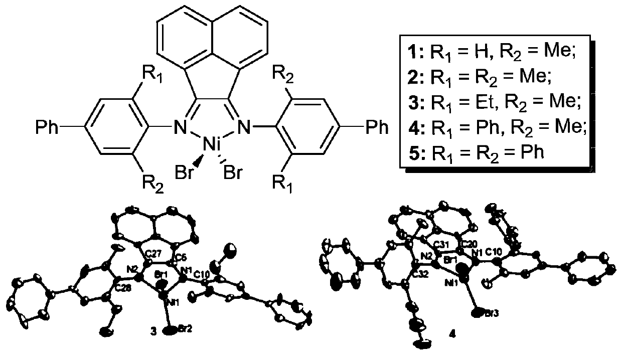 Application of para-position phenyl-containing alpha-nickel diimine (II) complex to catalysis of 3-heptene for chain walking polymerization