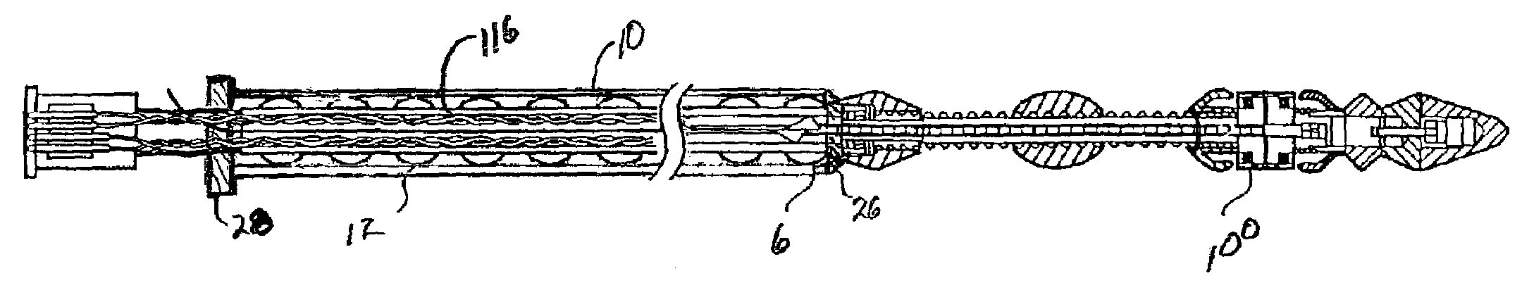 Flexible shaft with a helically wound data cable supporting a smooth outer sleeve for eddy current probe