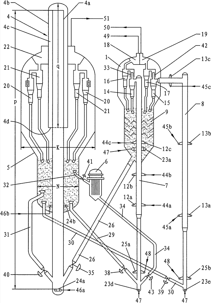 Double-riser catalytic cracking method and device