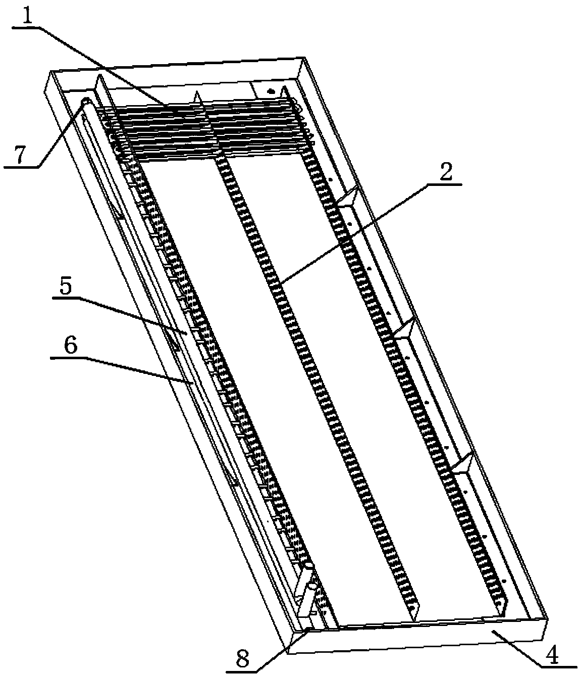 Water-cooled backing plate heat exchanger and performance test system thereof