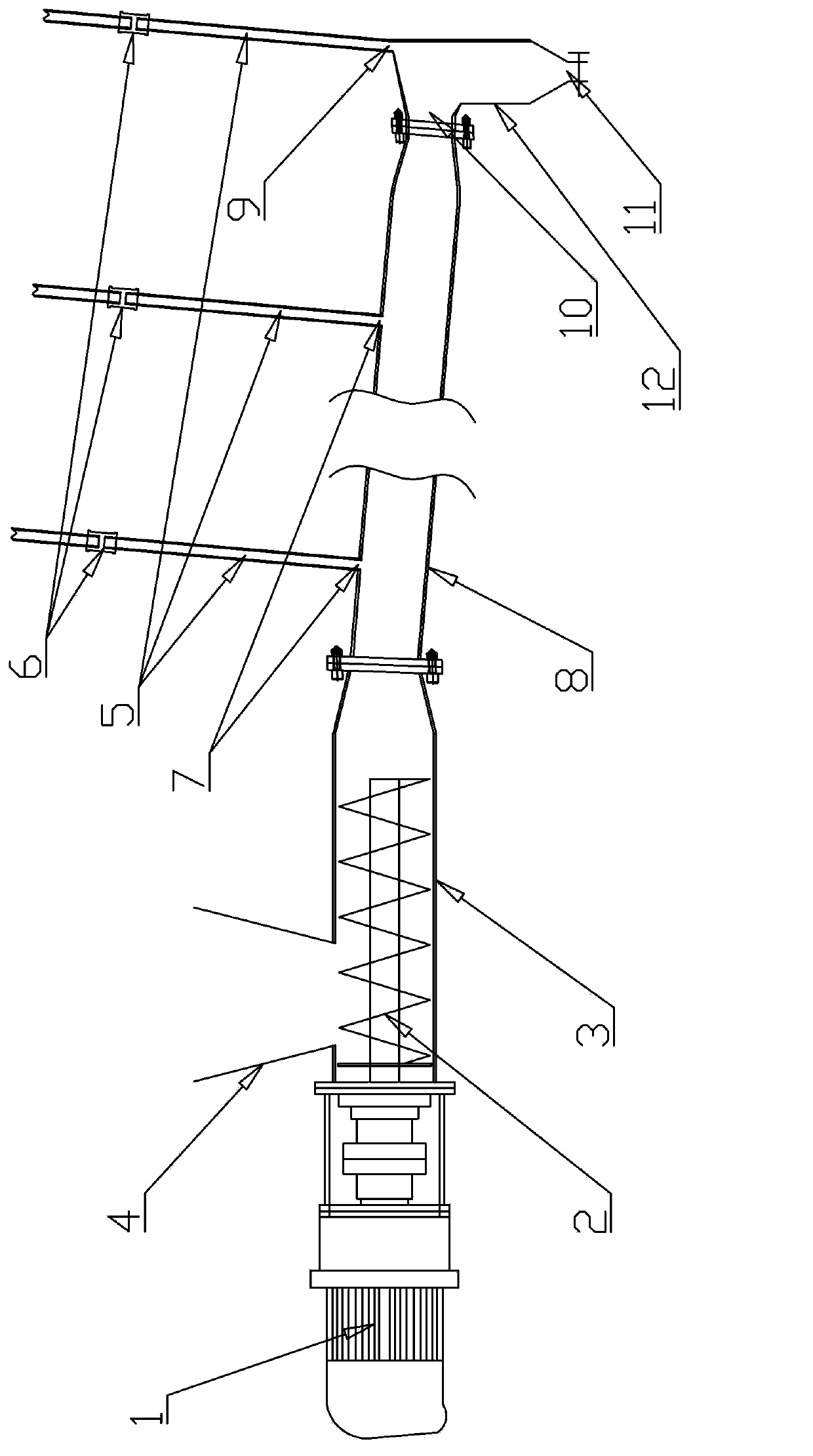 Semi-spiral oblique continuous-charring material-conveying apparatus