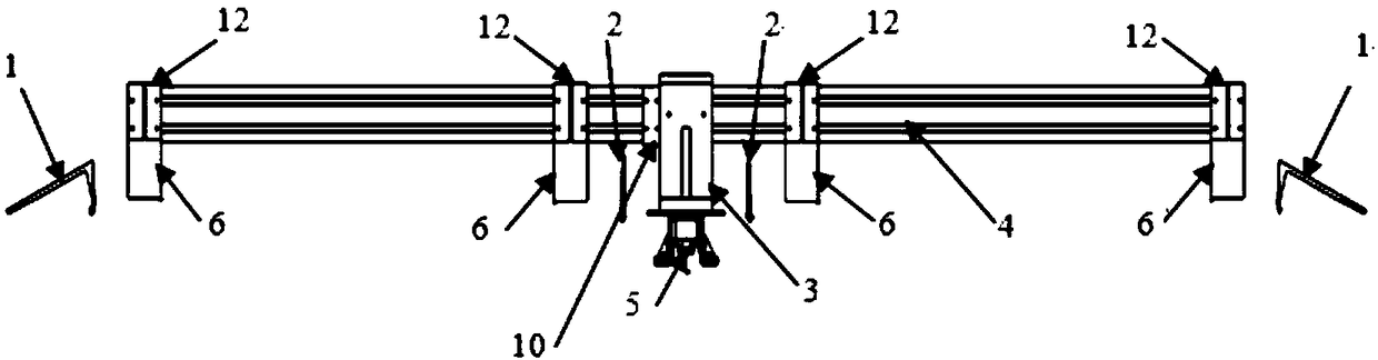Large-scale air freighter floor guide rail installing device and installing method