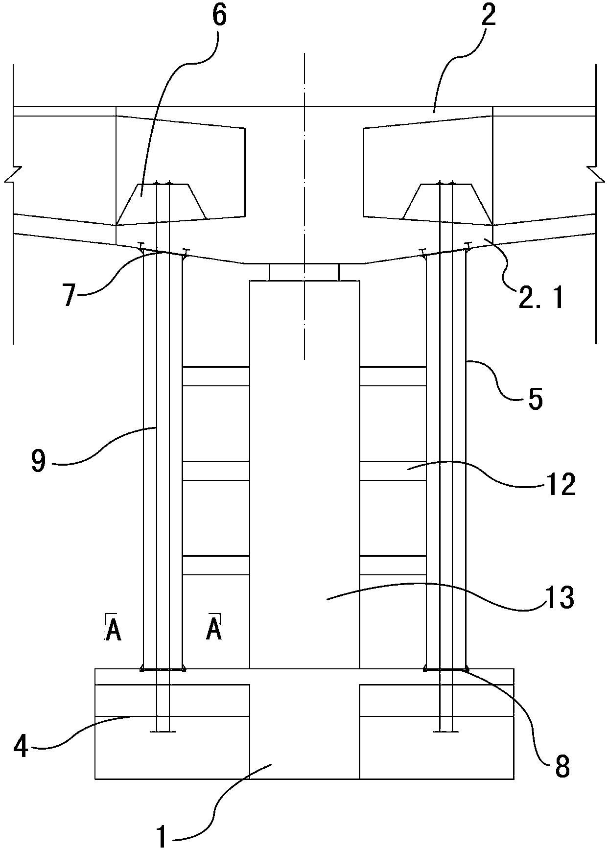 H-shaped double column pier wide-bridge-surface cantilever temporary consolidation structure and construction method thereof