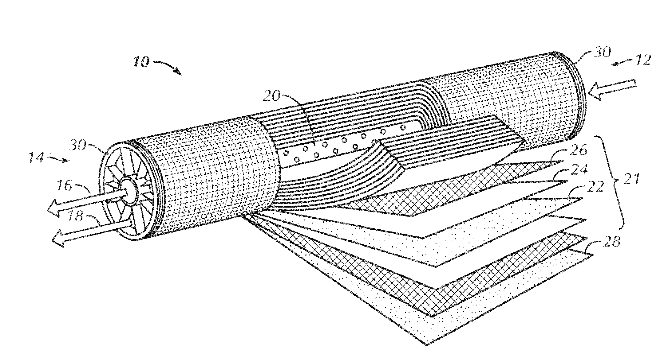 Cross-flow filtration apparatus with biocidal feed spacer
