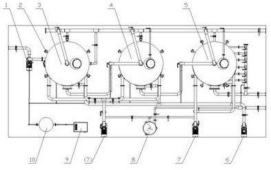 Three-in-one treatment device for turbulence air flotation, filtration and electrodeionization of cations