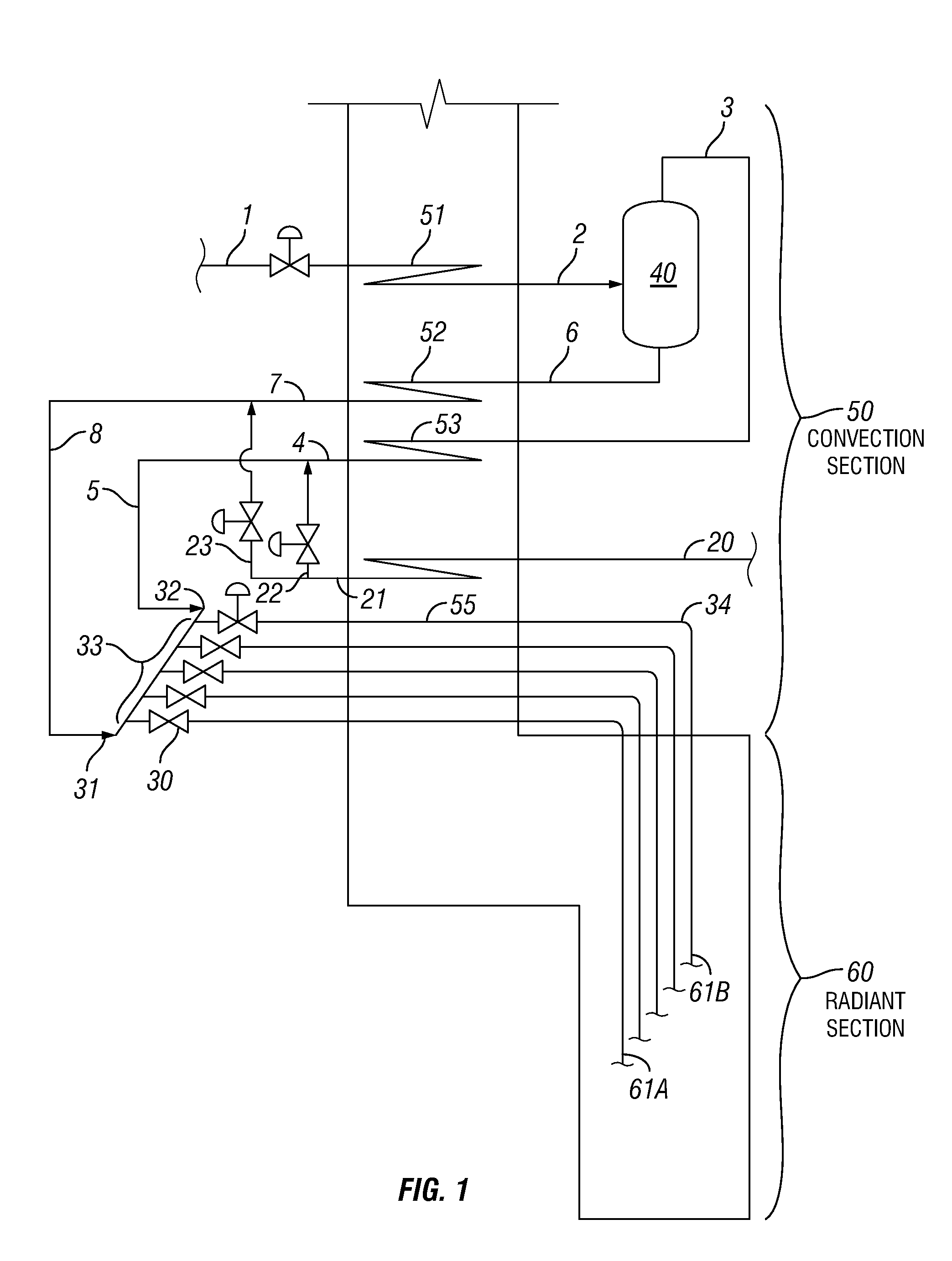 Process for producing lower olefins from hydrocarbon feedstock utilizing partial vaporization and separately controlled sets of pyrolysis coils