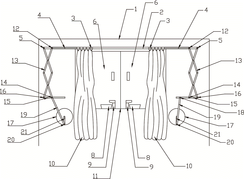 Curtain device capable of rotating flowerpots