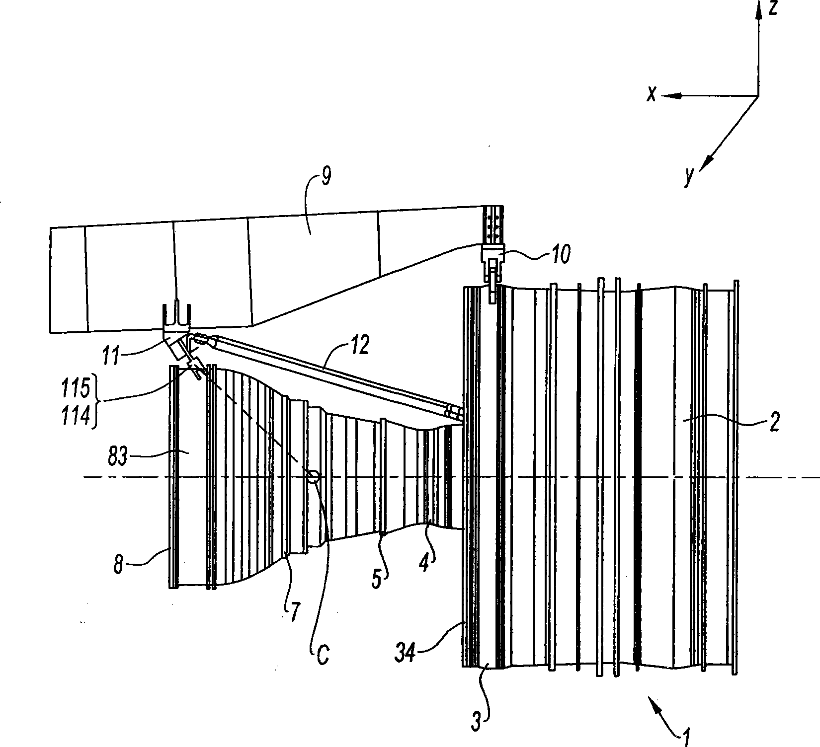 Suspension of a turbojet in an aircraft