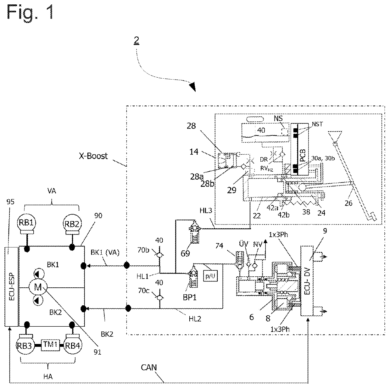 Brake system and method for controlling a brake system