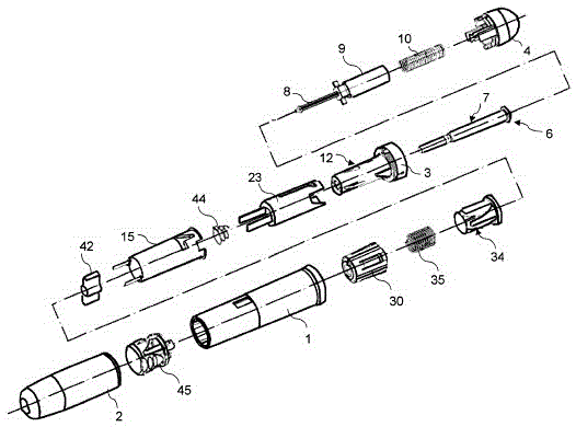 Device for automatic injection of two doses of medicine