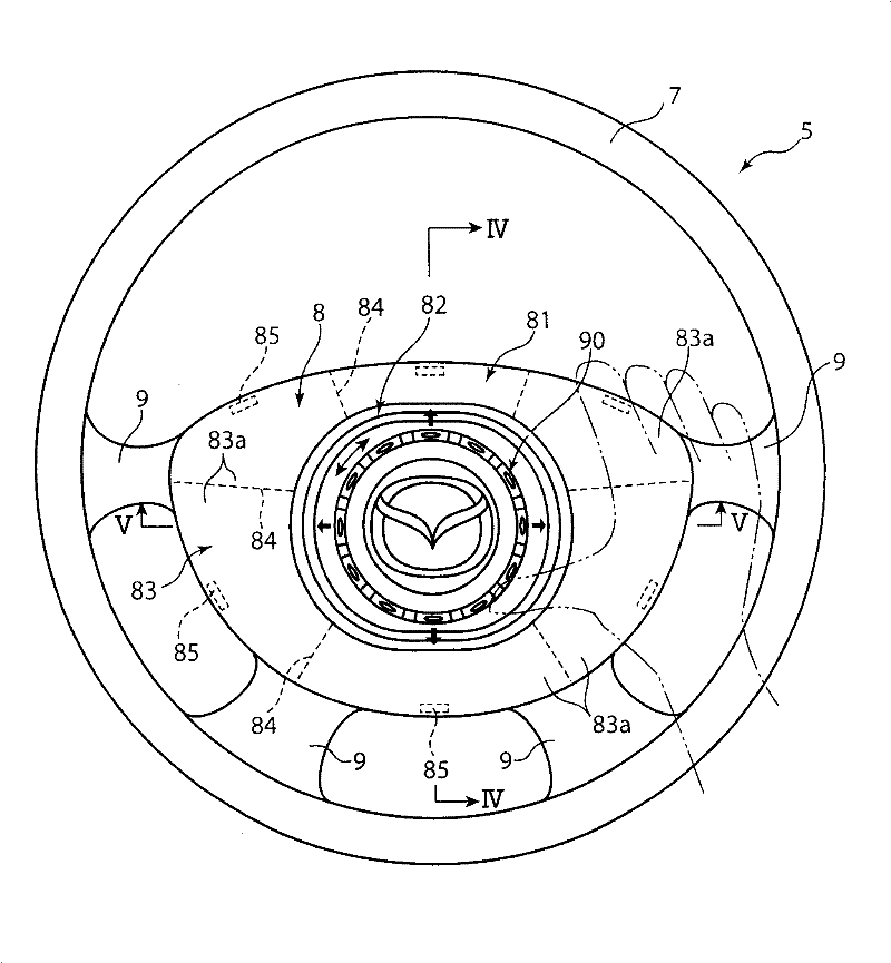 Steering wheel with airbag device