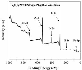 A kind of phenylboronic acid functionalized multi-wall carbon nanotube magnetic nanocomposite material and its preparation method and application