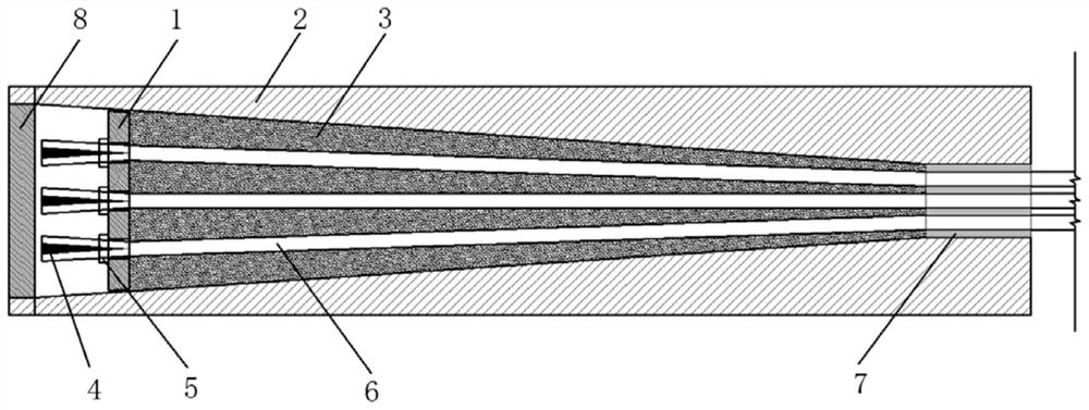 Anchoring system and method for carbon fiber rib bundle