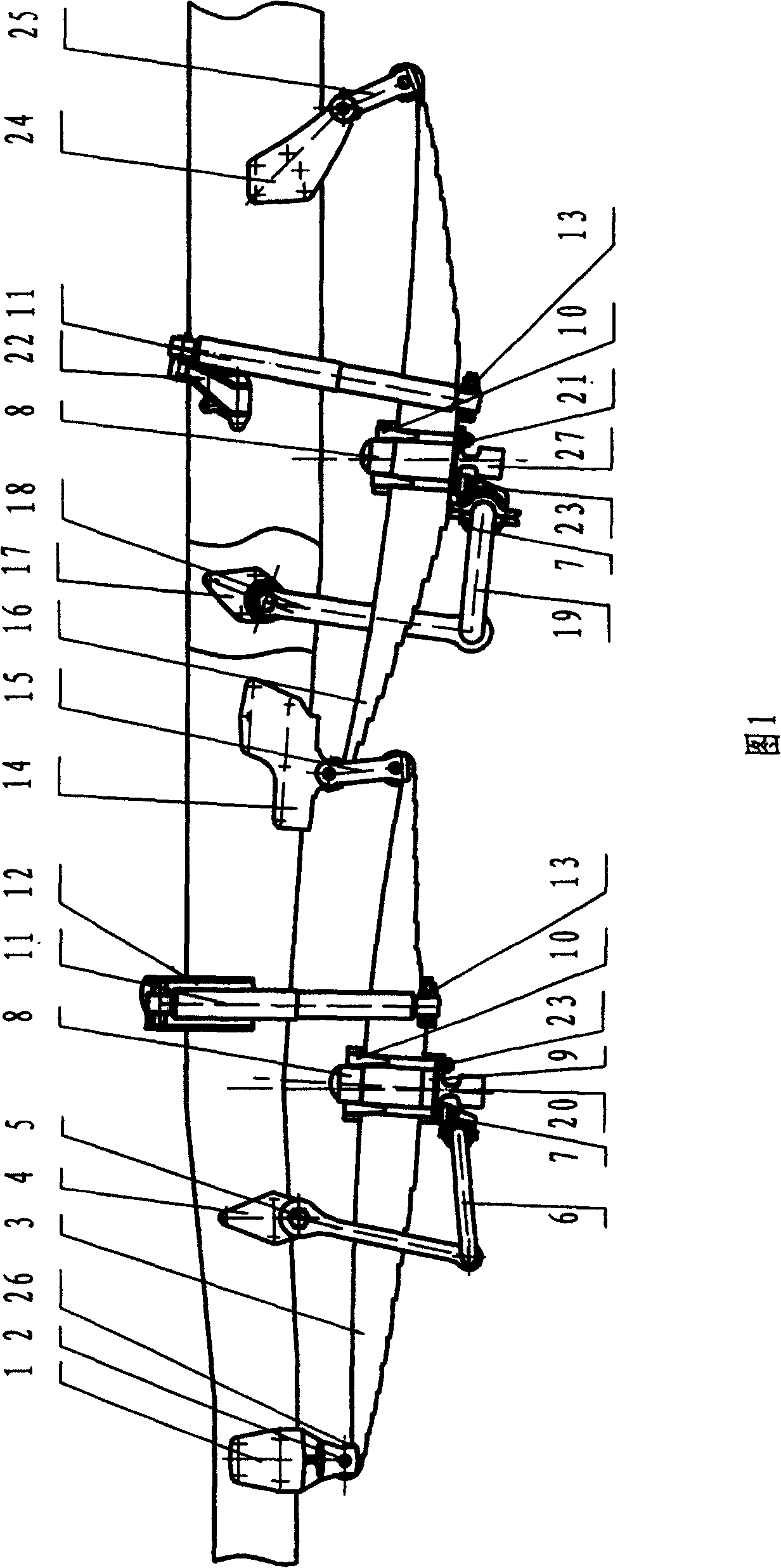 Six-point supporting type hanging apparatus for vehicle double front axle