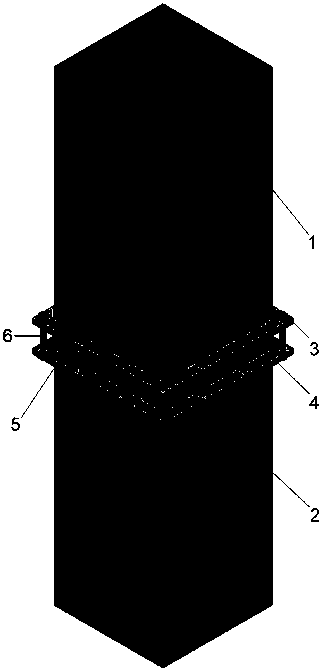 Steel plate interface bolt connecting structure and method for reinforced concrete column and column