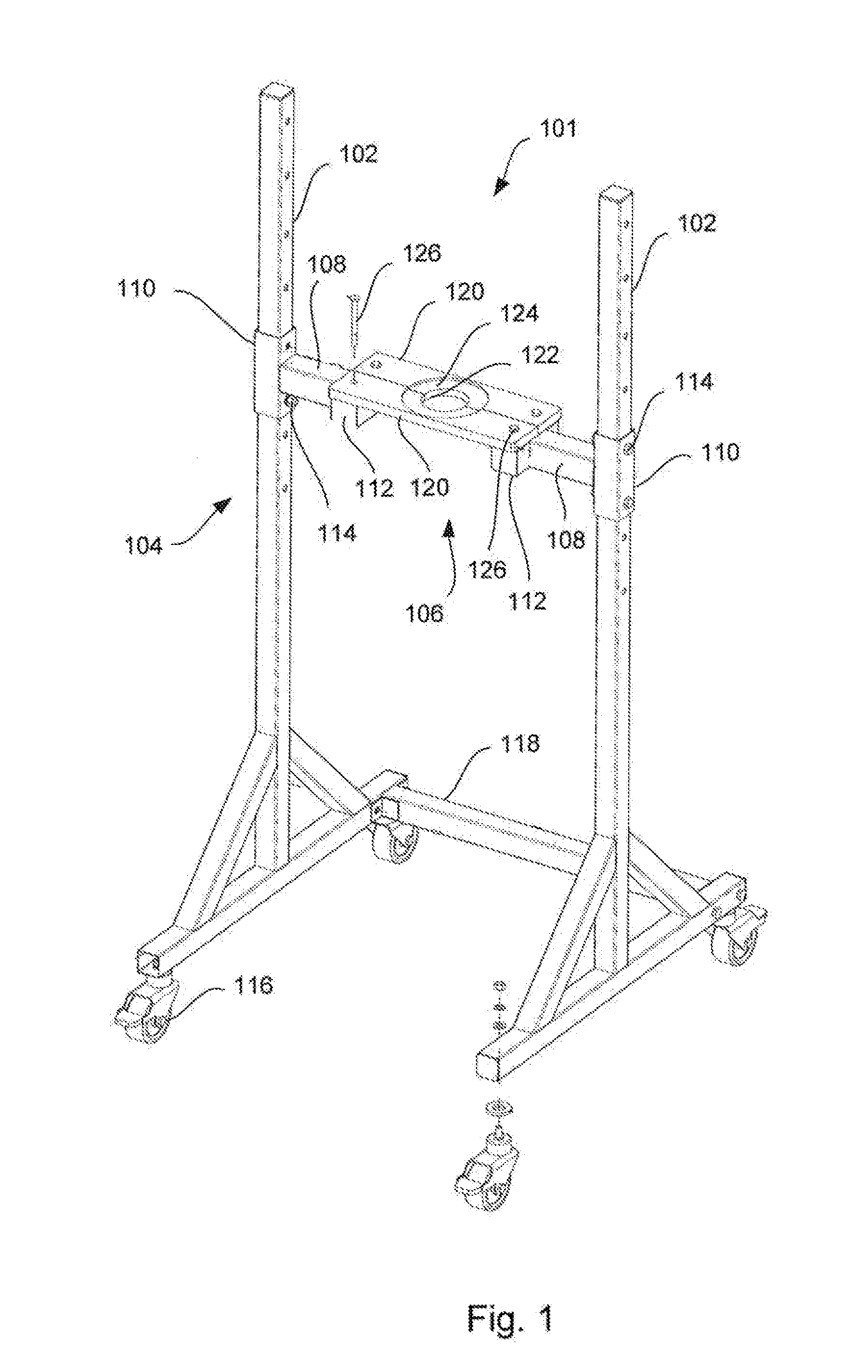 Chromatography column frame and method of conducting maintenance on and packing of a chromatography column