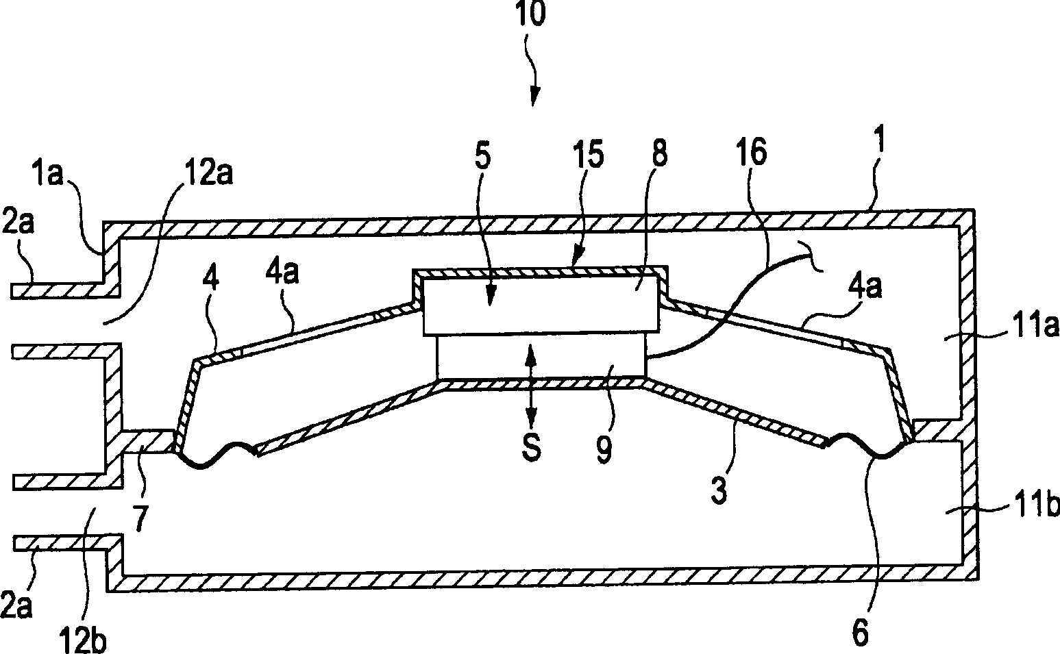 Vibrating device for jet flow generating including a voice coil motor