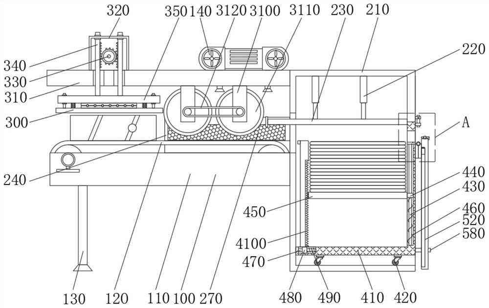 Food packaging box producing and processing device with efficient drying structure