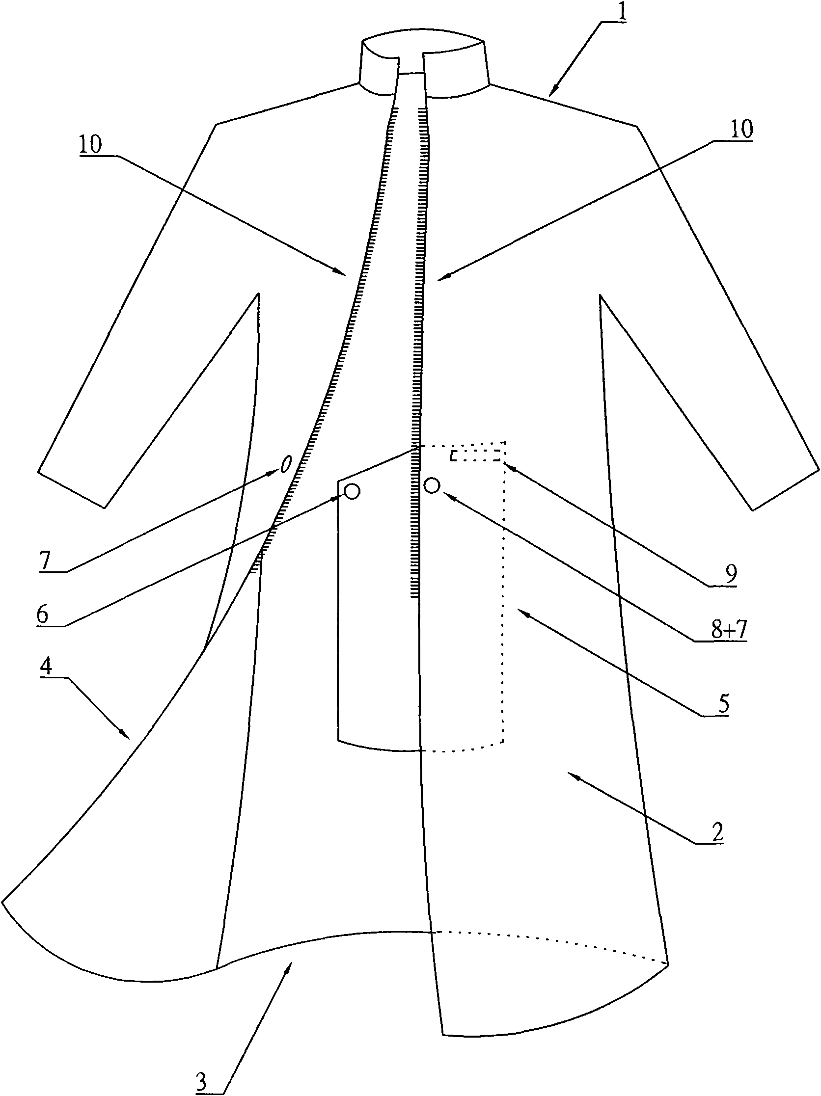 Shielding plate structure of open-fronted raincoat