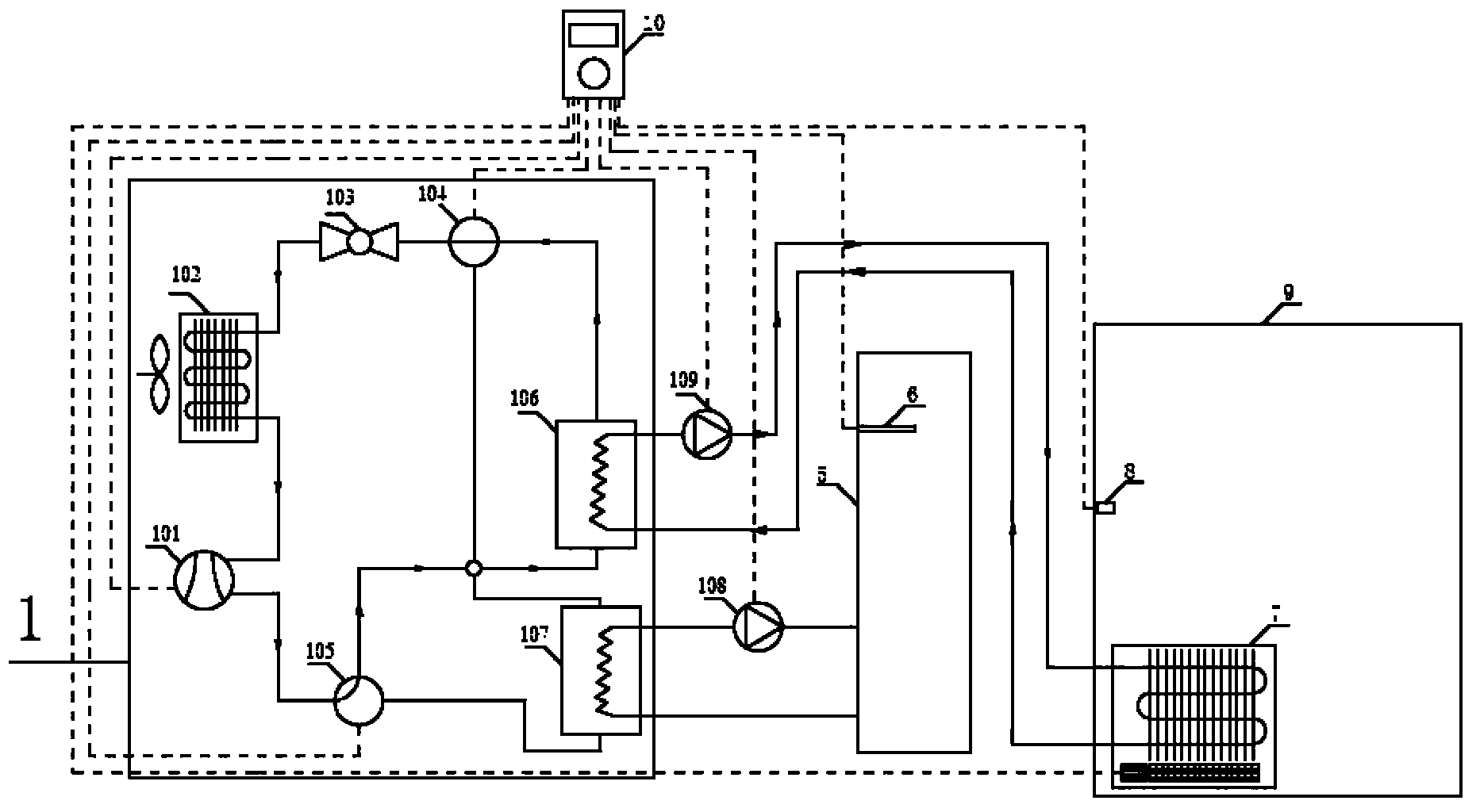 Heat pump air-conditioning system combining air source heat pump with small temperature difference heat exchange tail end