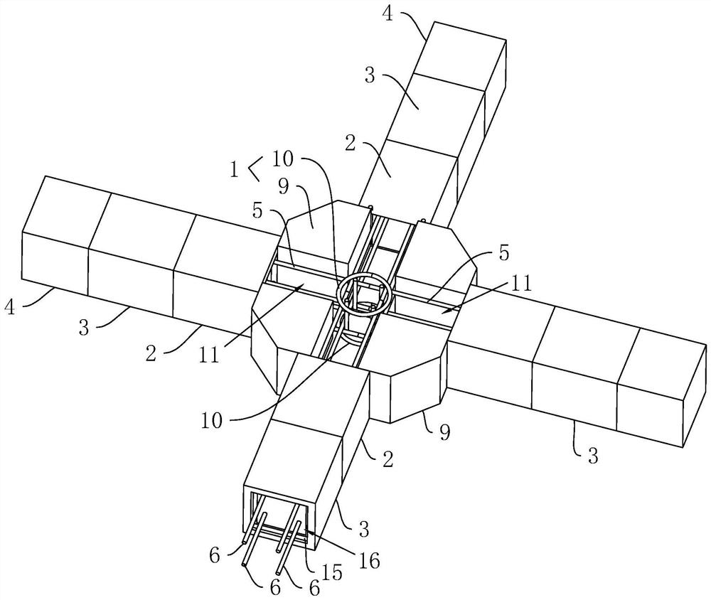 A prefabricated cross beam and its construction method