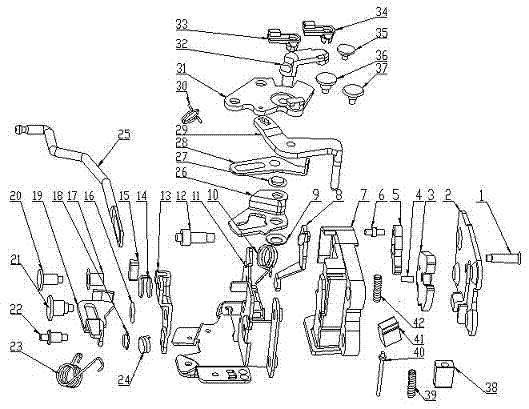 Left back door lock body assembly of automobile