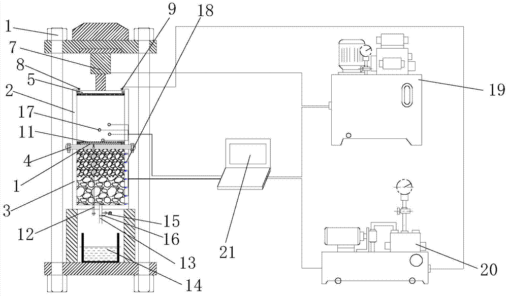 Mining-induced fractured rock mass water sand transportation testing system and monitoring method