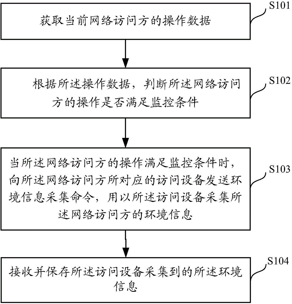 Environment information collection method and device for network access party