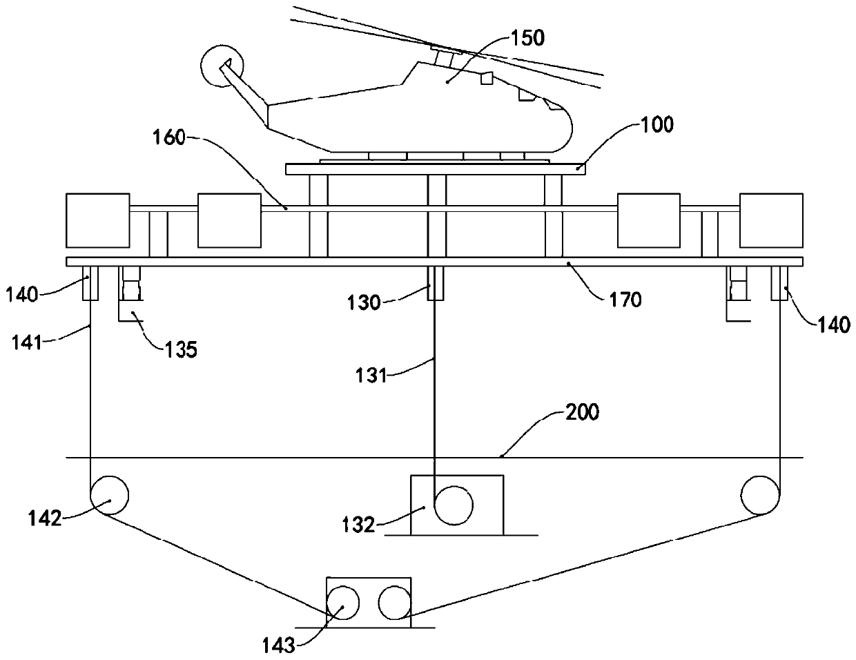 Landing device for vertical lifting aircraft and ship
