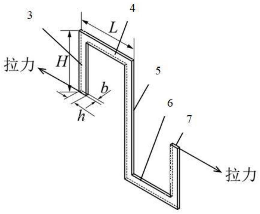 Displacement sensor based on double-stiffness square wave structure