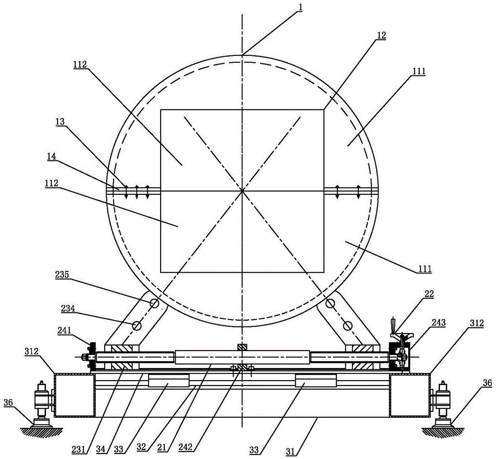 A box self-adaptive adjustment centering support device