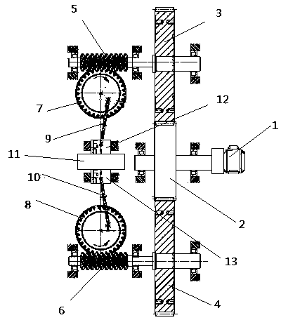 Automatic centering and clamping device based on transmission of worm and worm gears and crank connecting rods