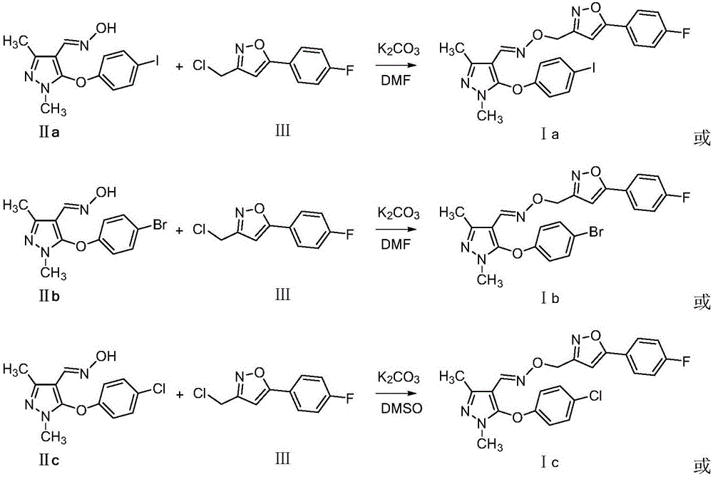 Preparation and application of pyrazole oxime ether compound with 5-(4-fluorophenyl) isoxazole structure