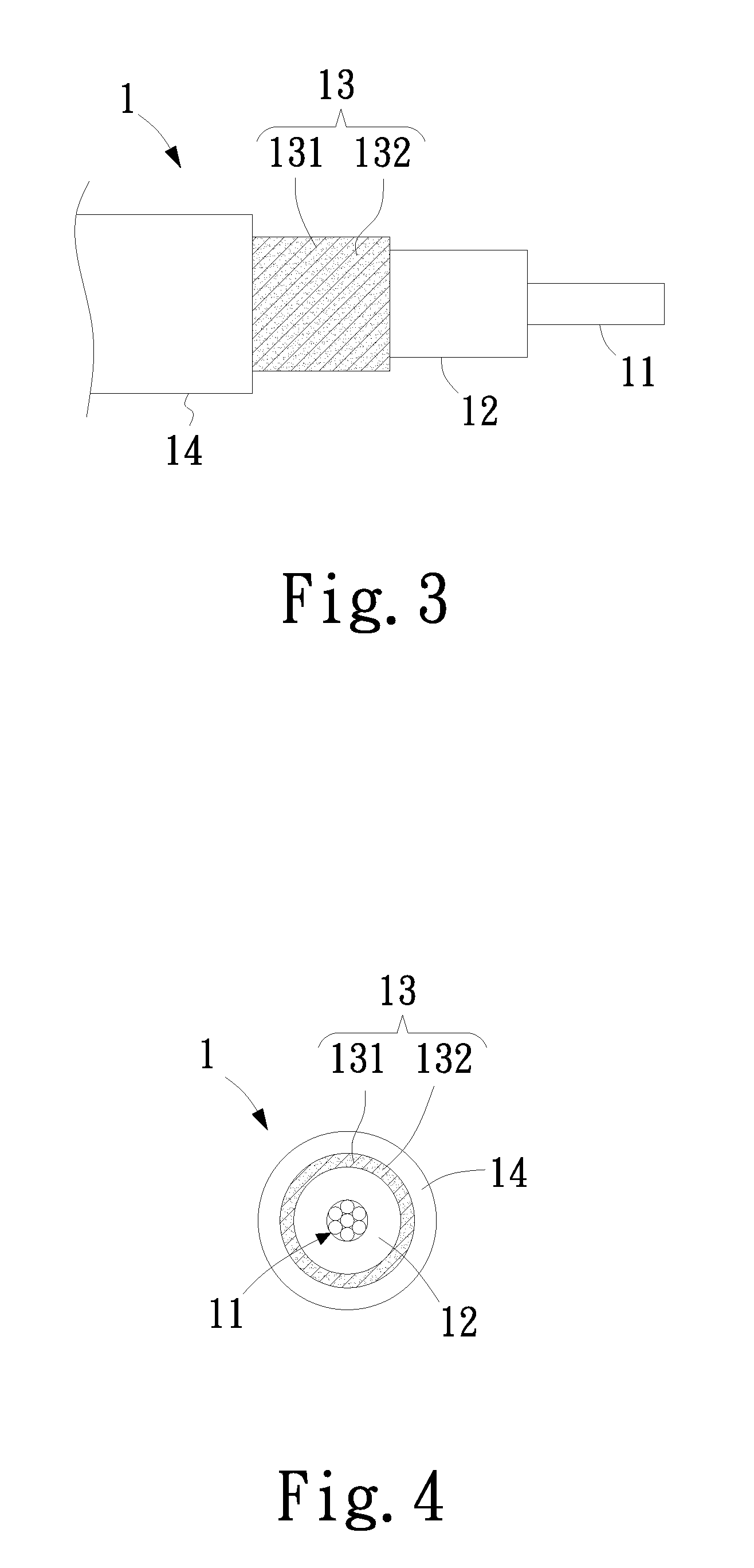 Coaxial cable structure with extruded shielding layer