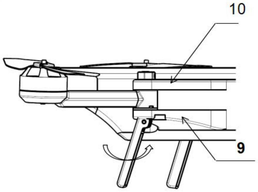 Lightweight folding multi-rotor arm locking reusable landing gear and its use method and unmanned aerial vehicle